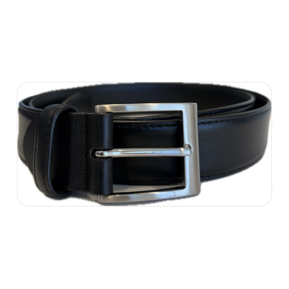 Canali Classic Made in Italy Genuine Black Leather Belt 120/135 US 46-48